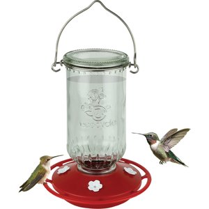 EcoCycle Ruby Roost Recycled Glass Nectar Hummingbird Feeder, Red, 17-oz