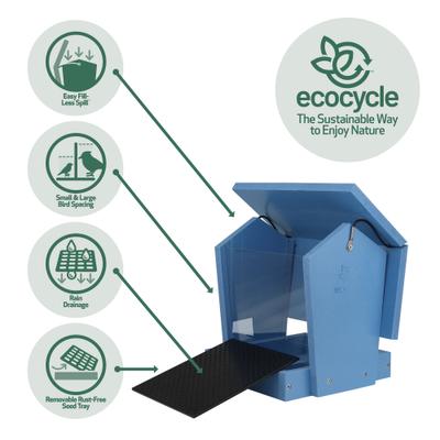 Show full view: EcoCycle Banquet Recycled Plastic Hopper Wild Bird Feeder, Blue, 3-lb slide 4 of 8