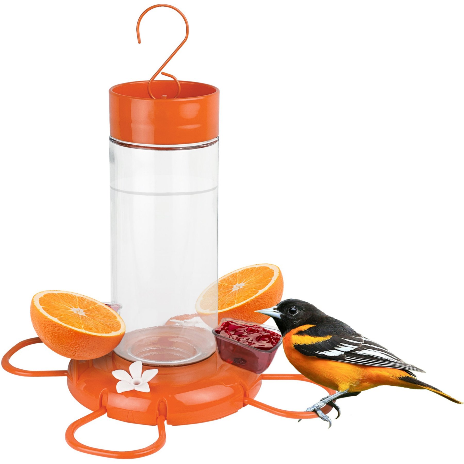 Natures Way Bird Products Orange Blossom Oriole Feeder with Jelly Attachments, Orange, 30-oz