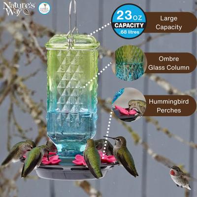 Show full view: Natures Way Bird Products Antique Seafoam Ombre Column Nectar Hummingbird Gravity Feeder, 23-oz slide 3 of 8