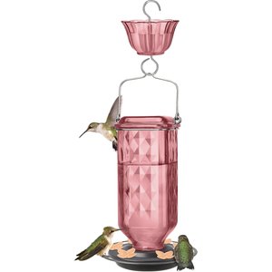 Natures Way Bird Products Antique Rosewood Column Nectar Hummingbird Gravity Feeder with Ant Moat, 23-oz