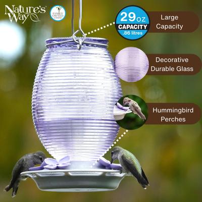 Show full view: Natures Way Bird Products Antique Nectar Hummingbird Gravity Feeder, Lilac Dreams, 29-oz slide 3 of 8
