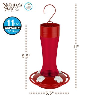 Show full view: Natures Way Bird Products Gravity Crimson Silhouette Nectar Hummingbird Feeder, Red, 11-oz slide 2 of 8