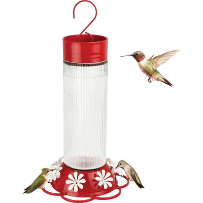 Natures Way Bird Products Natures Way Bird Products Gravity Ribbed Rose Nectar Hummingbird Feeder, Red, 28-oz
