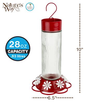 Show full view: Natures Way Bird Products Gravity Ribbed Rose Nectar Hummingbird Feeder, Red, 28-oz slide 2 of 8