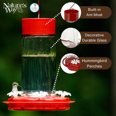 Show full view: Natures Way Bird Products Gravity Scarlet Swirl Nectar Hummingbird Feeder, Red, 20-oz slide 3 of 8