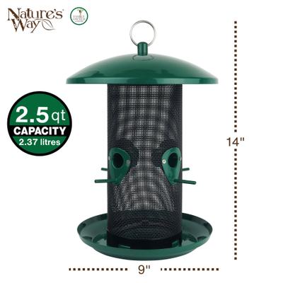Show full view: Natures Way Bird Products Midnight Metal Mesh Mixed Seed & Peanut Wild Bird Feeder, Blue, 2.75 quart, 3.9-lb slide 2 of 8