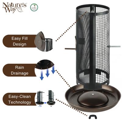 Show full view: Natures Way Bird Products Beloved Bronze Dual-Chamber Metal Mesh Wild Bird Feeder, Bronze, 2.375 quart, 3.3-lb slide 4 of 8