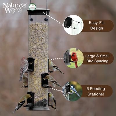 Show full view: Natures Way Bird Products Plastic Tube Wild Bird Feeder, Black, Large: 2.1 quart, 3-lb slide 3 of 8