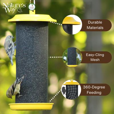 Show full view: Natures Way Bird Products Sunglow Metal Mesh Cage Thistle Wild Bird Feeder, Yellow, 2 quart, 3-lb slide 3 of 8