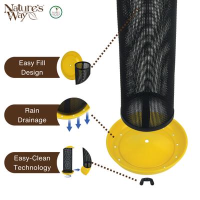 Show full view: Natures Way Bird Products Sunglow Metal Mesh Cage Thistle Wild Bird Feeder, Yellow, 2 quart, 3-lb slide 4 of 8