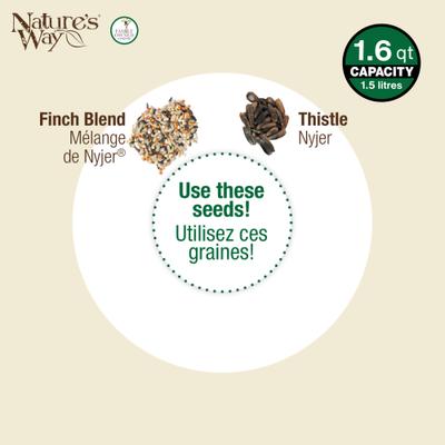 Show full view: Natures Way Bird Products Bottoms Up Metal Thistle Tube Wild Bird Feeder, Yellow, 2.24-lb slide 6 of 8