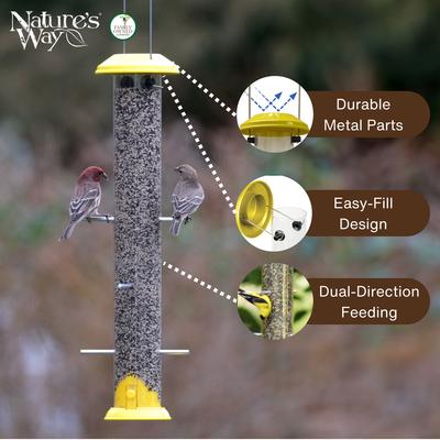 Show full view: Natures Way Bird Products Bottoms Up Metal Thistle Tube Wild Bird Feeder, Yellow, 2.24-lb slide 3 of 8