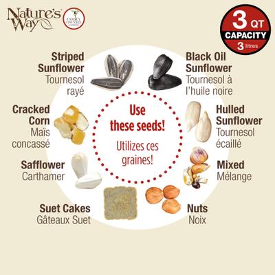 Show full view: Natures Way Bird Products Wood Roof Cedar 3QT Hopper with Suet Wild Bird Feeder, Brown, 4.2-lb slide 6 of 6