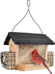 Natures Way Bird Products Wood Roof Cedar 3QT Hopper with Suet Wild Bird Feeder, Brown, 4.2-lb