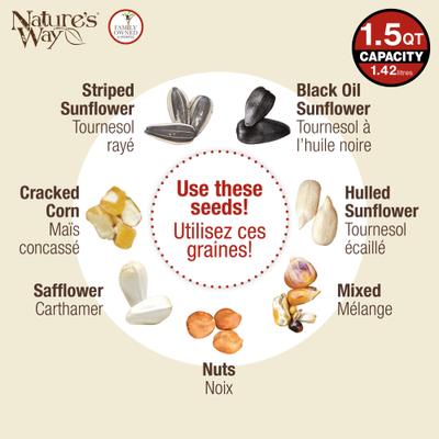 Show full view: Natures Way Bird Products Cedar Tray House Hopper Wild Bird Feeder, Brown, 2.1-lb slide 6 of 8