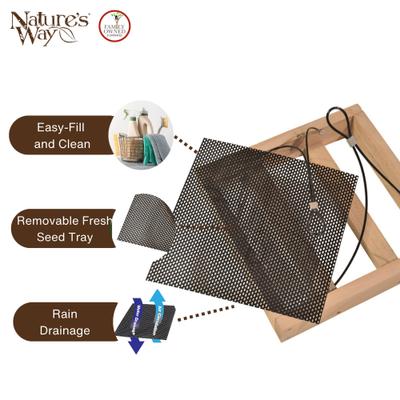 Show full view: Natures Way Bird Products Cedar Tray House Hopper Wild Bird Feeder, Brown, 2.1-lb slide 4 of 8