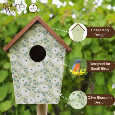 Show full view: Natures Way Bird Products Olive Blossoms Decorative Bluebird House, Green slide 3 of 6