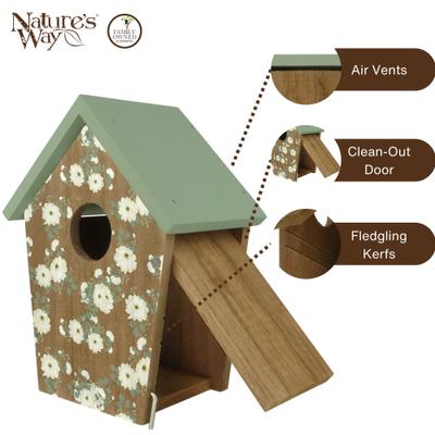 Show full view: Natures Way Bird Products Verdant Petals Decorative Bluebird House, Green slide 4 of 6