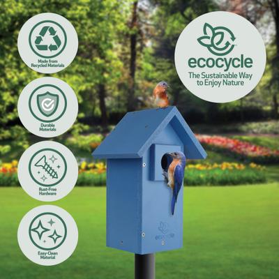 Show full view: EcoCycle Bungalow Recycled Plastic Bluebird House, Blue slide 3 of 6