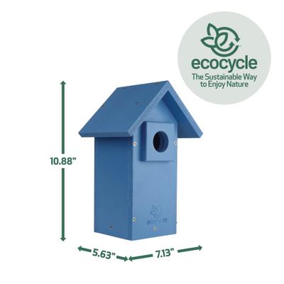 Show full view: EcoCycle Bungalow Recycled Plastic Bluebird House, Blue slide 2 of 6