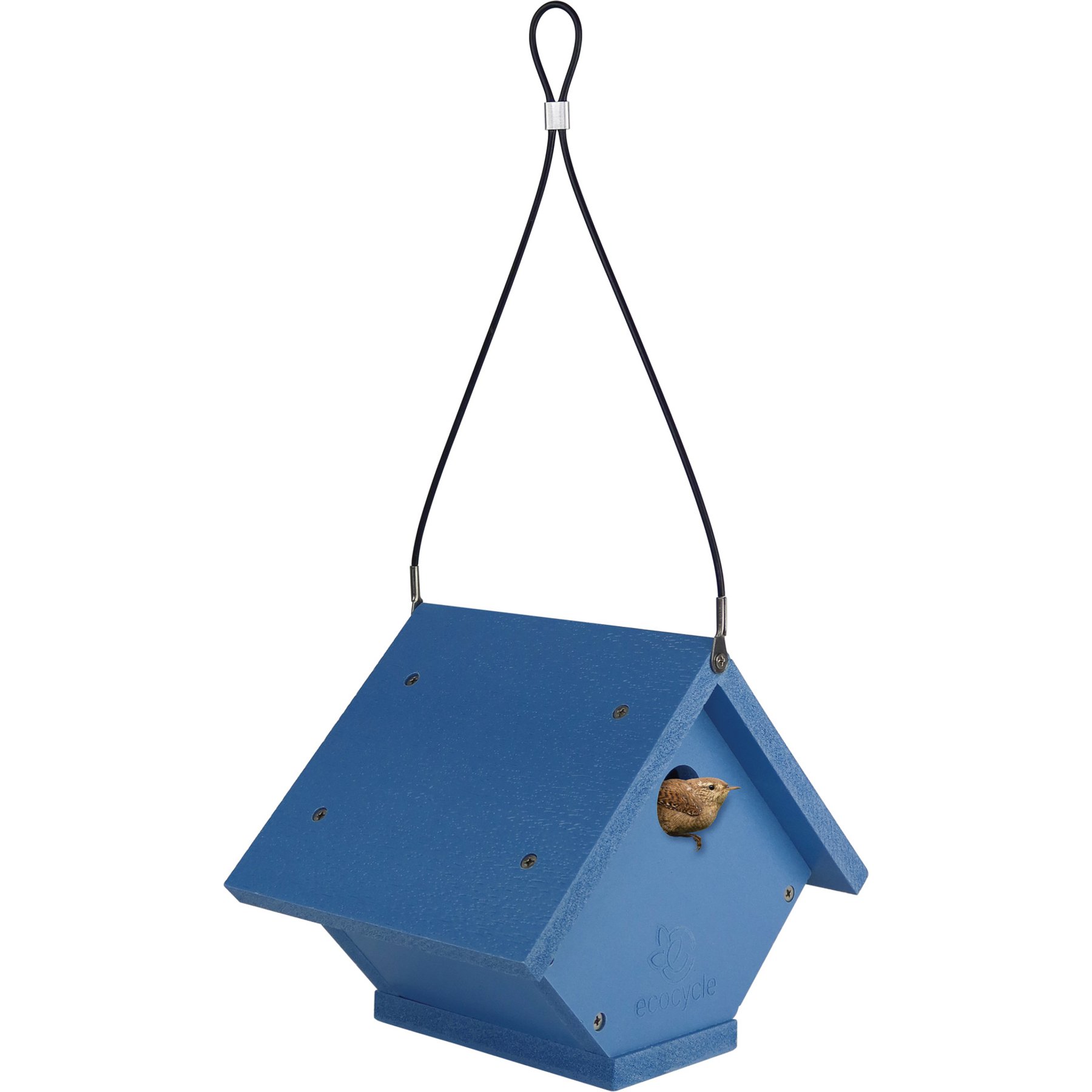 EcoCycle Roost Recycled Plastic Wren Bird House, Blue