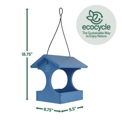 Show full view: EcoCycle Dine-n-Dash Recycled Plastic House Hopper Wild Bird Feeder, Blue, 1.2-lb slide 2 of 8