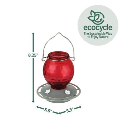 Show full view: EcoCycle Crimson Comb Recycled Glass Nectar Hummingbird Feeder, Red, 16-oz slide 2 of 8