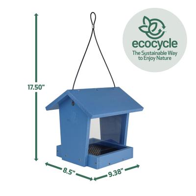 Show full view: EcoCycle Banquet Recycled Plastic Hopper Wild Bird Feeder, Blue, 3-lb slide 2 of 8