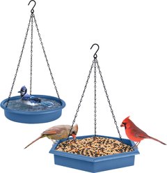 EcoCycle Combo Cafe 2-in-1 Recycled Plastic House Hopper Wild Bird Feeder & Bath, Blue, 2-lb slide 1 of 8