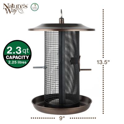 Show full view: Natures Way Bird Products Beloved Bronze Dual-Chamber Metal Mesh Wild Bird Feeder, Bronze, 2.375 quart, 3.3-lb slide 2 of 8
