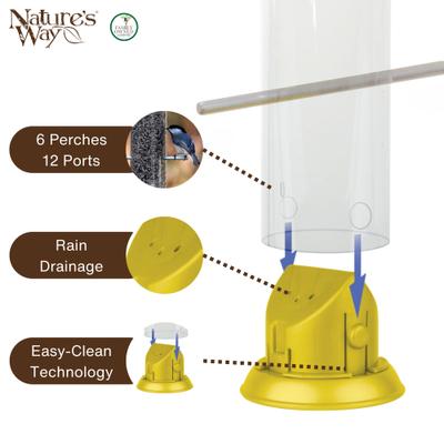 Show full view: Natures Way Bird Products Bottoms Up Metal Thistle Tube Wild Bird Feeder, Yellow, 2.24-lb slide 4 of 8