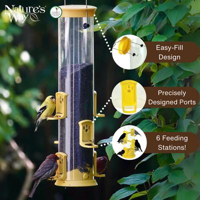 Show full view: Natures Way Bird Products Plastic Thistle Tube Wild Bird Feeder, Yellow, Large: 2.1 quart, 3.1-lb slide 3 of 8