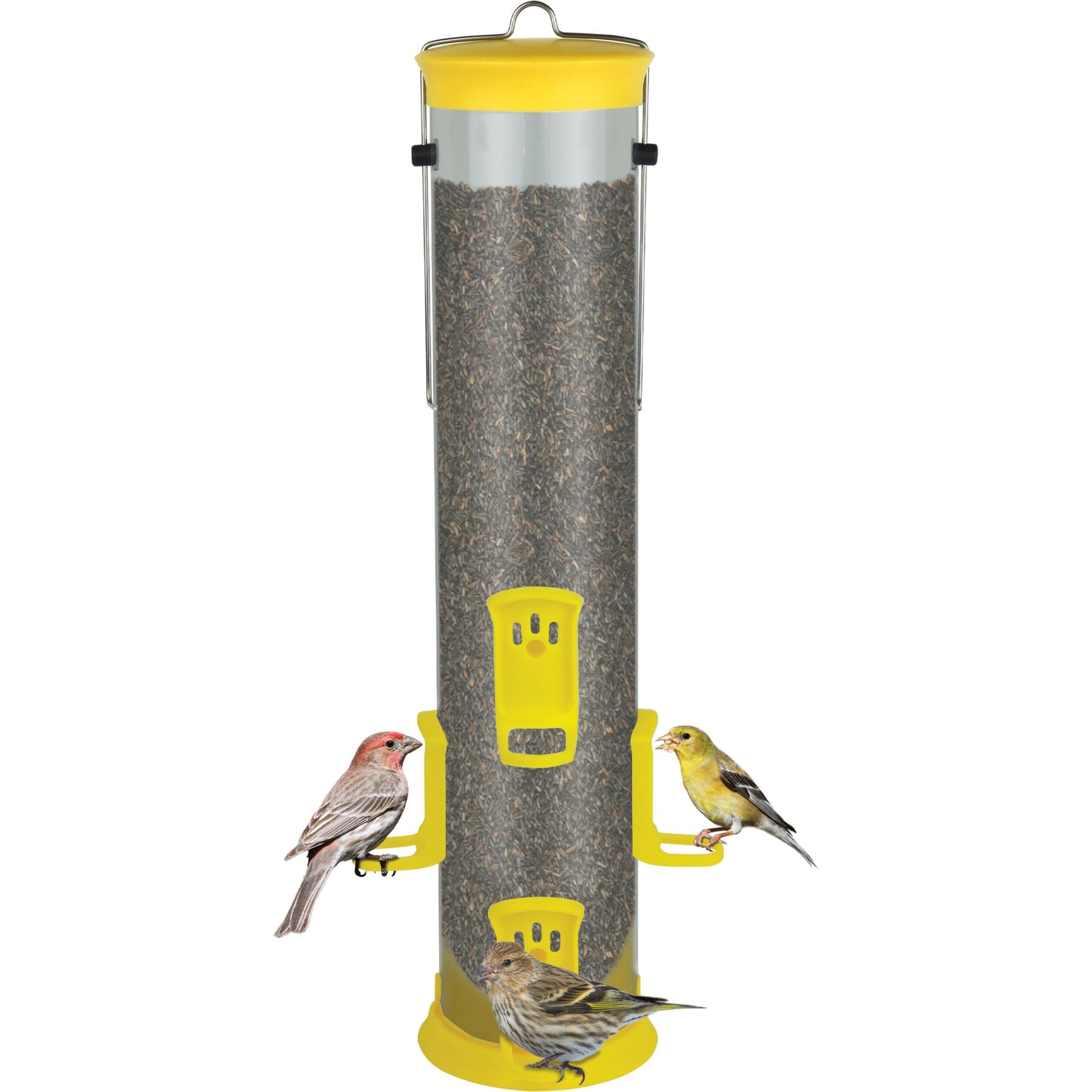 Natures Way Bird Products Plastic Thistle Tube Wild Bird Feeder, Yellow, Large: 2.1 quart, 3.1-lb
