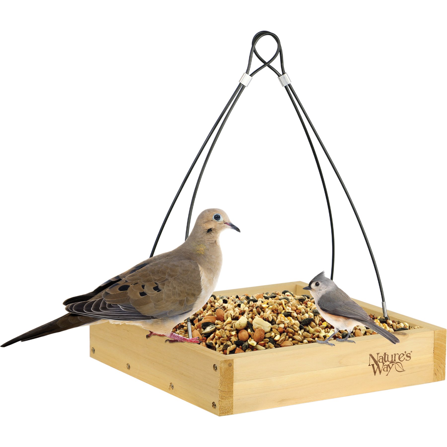 Natures Way Bird Products Cedar Tray House Hopper Wild Bird Feeder, Brown, 2.1-lb