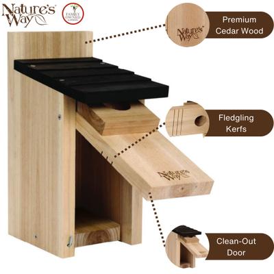 Show full view: Natures Way Bird Products Cedar Bluebird Box House, Brown slide 4 of 7