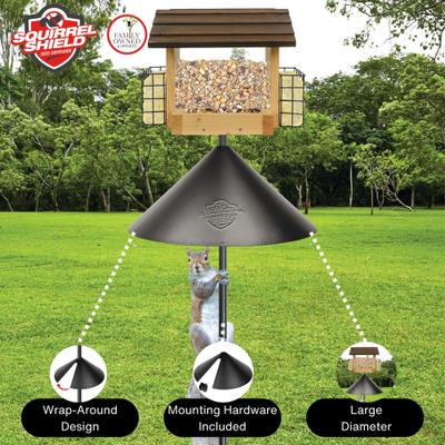 Show full view: Squirrel Shield Wrap Around Songbird Feeder Metal Baffle, Black, 18-in slide 3 of 7