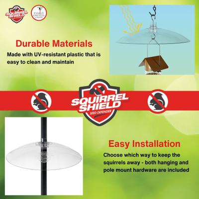 Show full view: Squirrel Shield Dual-Mount Transparent Songbird Feeder Baffle, Clear, 16-in slide 6 of 9