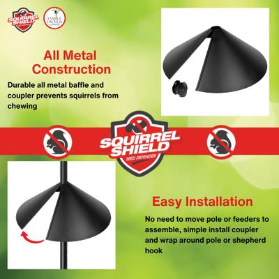 Show full view: Squirrel Shield Wrap Around Songbird Feeder Metal Baffle, Black, 18-in slide 5 of 7