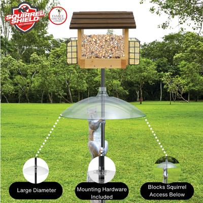 Show full view: Squirrel Shield Dual-Mount Transparent Songbird Feeder Baffle, Clear, 16-in slide 4 of 9
