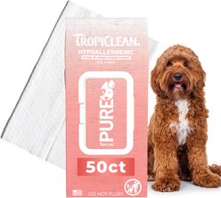 TropiClean Pure Hypoallergenic Dog & Cat Grooming Wipes, 50ct