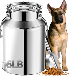 UPSKY Airtight Hangable Lid Stainless Steel Dog & Cat Food Storage Container with Scoop, 16-lb