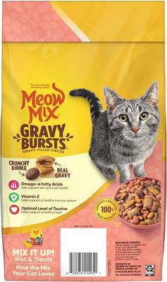 Show full view: Meow Mix Gravy Burst Salmon Dry Cat Food, 3-lb bag slide 4 of 10