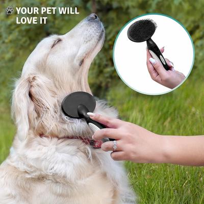 Show full view: POODLIE Round Bristle Brush for Dogs & Cats, Black slide 9 of 10