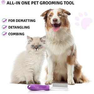 POODLIE Poodle Pet Detangling Dog & Cat Comb, Purple