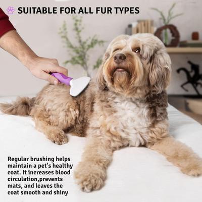 Show full view: POODLIE Pet Slicker Brush for Dogs & Cats, Purple slide 6 of 9