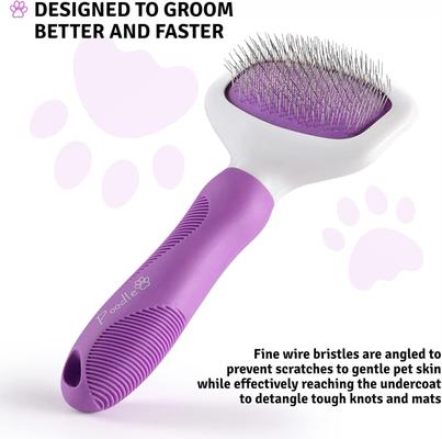 Show full view: POODLIE Pet Slicker Brush for Dogs & Cats, Purple slide 4 of 9