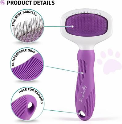 Show full view: POODLIE Pet Slicker Brush for Dogs & Cats, Purple slide 2 of 9