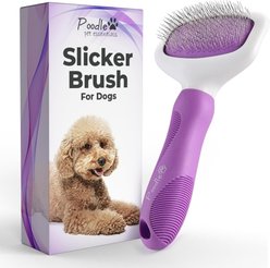 POODLIE Pet Slicker Brush for Dogs & Cats, Purple