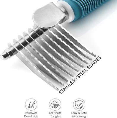 Show full view: POODLIE Poodle Dematting Fur Rake Dog & Cat Comb Brush, Blue slide 3 of 7